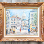 thrift shopping for a wooden frame for a vintage painting of paris