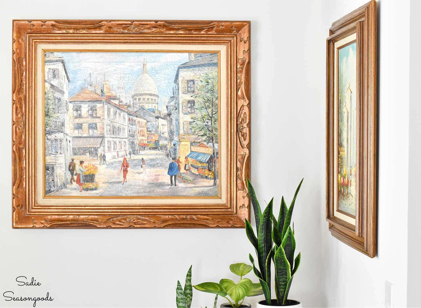 vintage framed art as eclectic wall decor