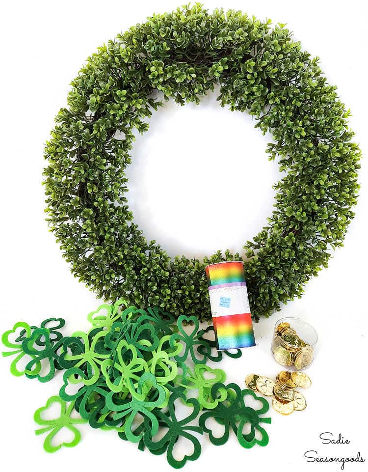 making a st patricks day wreath for the front door