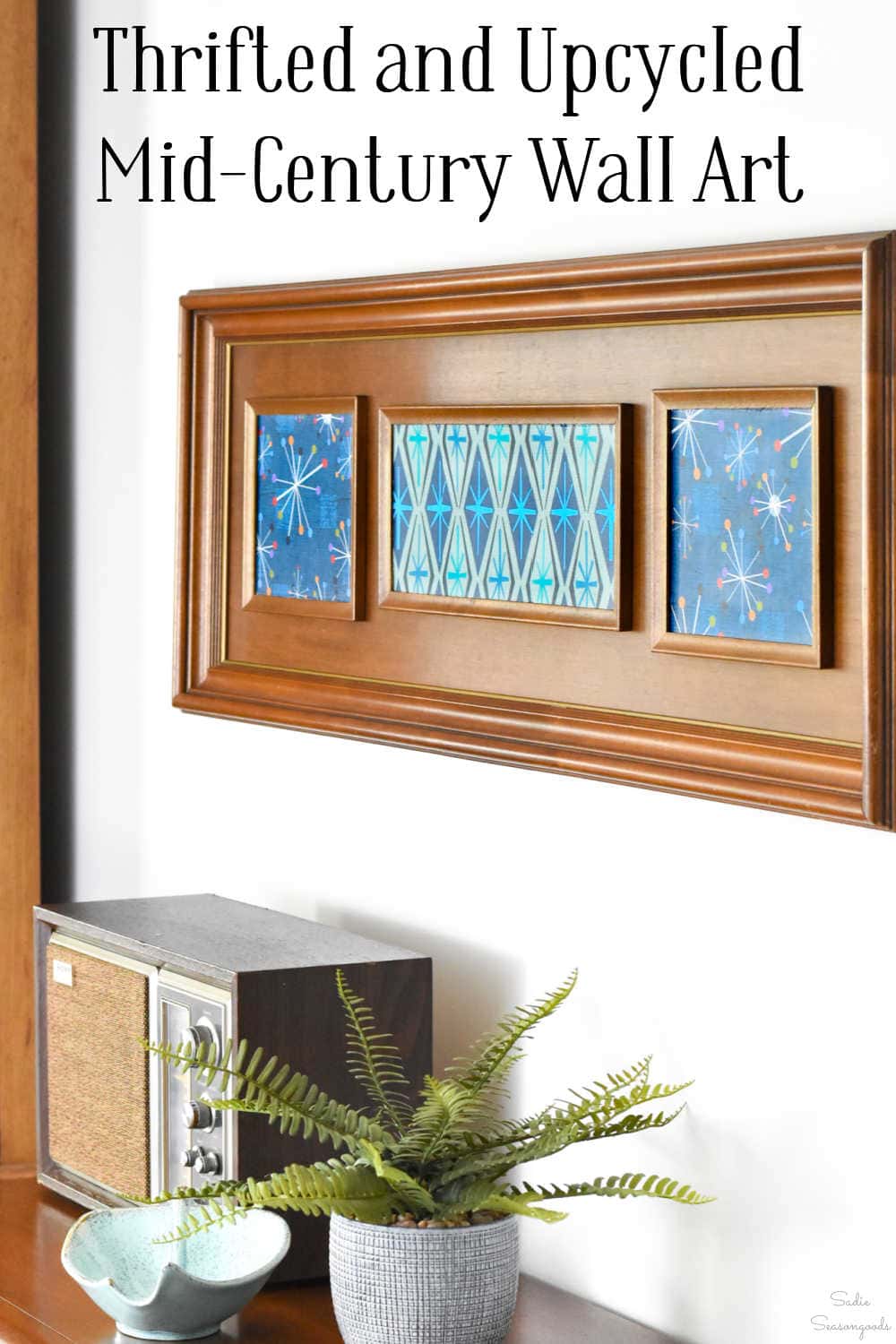 diy mid-century modern wall decor from a thrift store frame