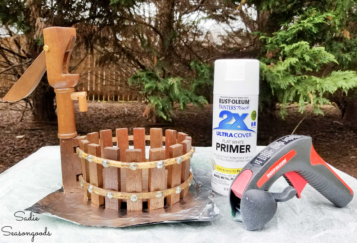 repurposing a wooden nutcracker with spray paint