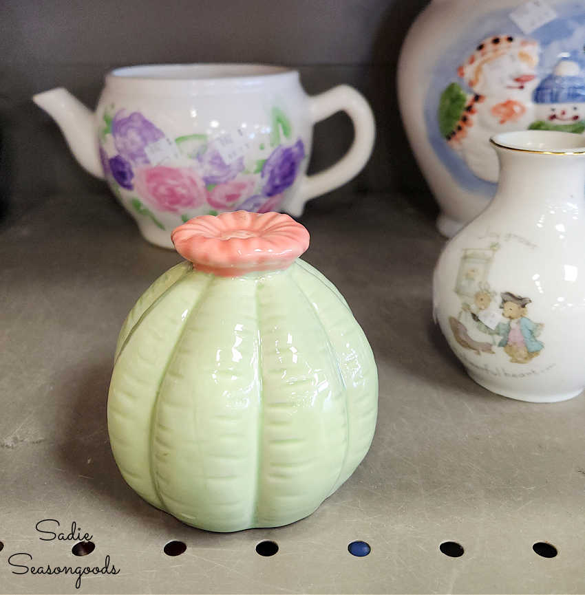 ceramic cactus with flower on top