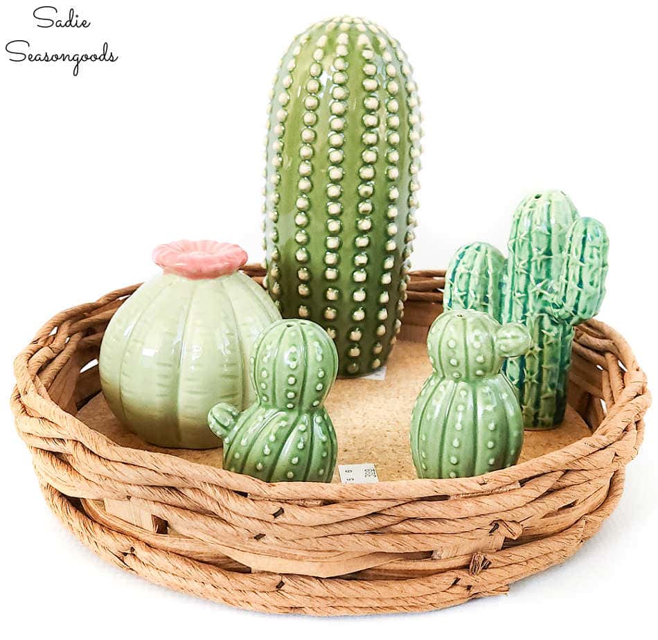 making a dish garden with a basket