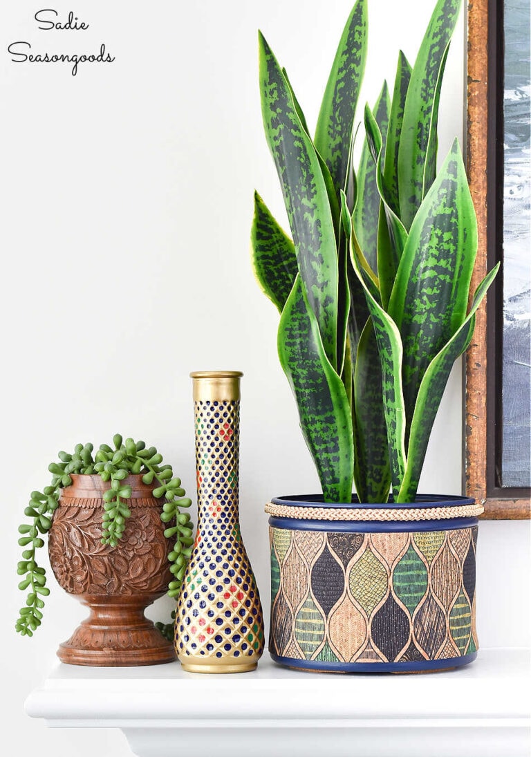 Upcycling a Coffee Canister into a Boho Planter with Cork Fabric