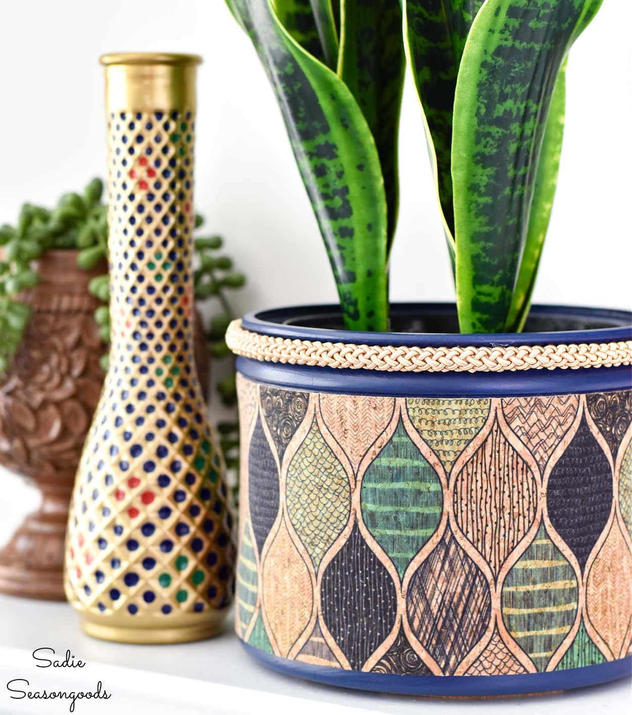 turning a coffee can into a boho planter