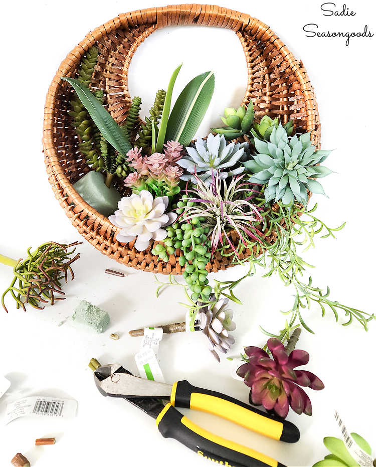 making a succulent wreath for boho wall decor