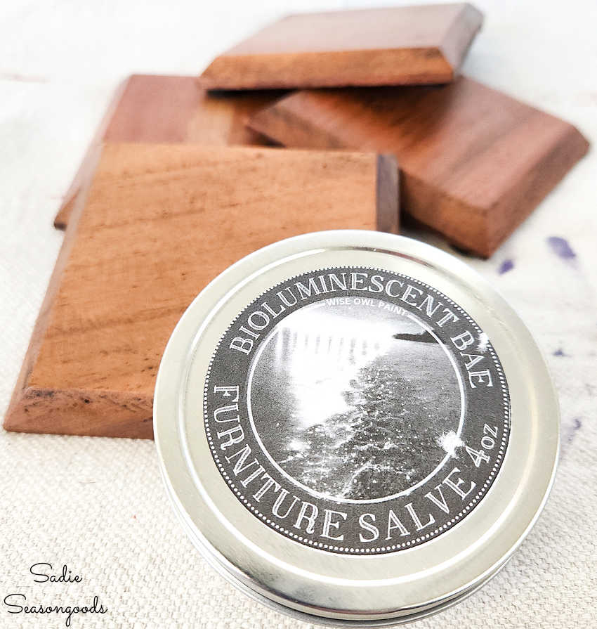 using wood conditioner on coaster set furniture salve by wise owl paint