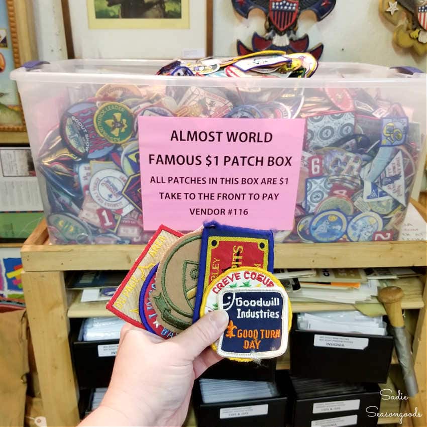 vintage patches at an antique store