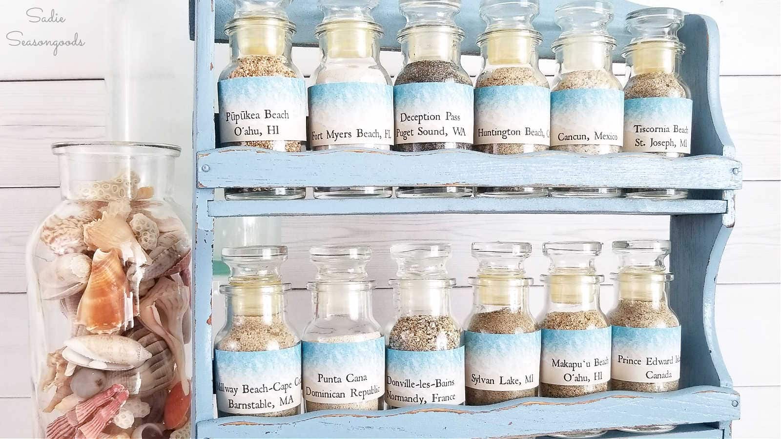 displaying sand from different beach vacations