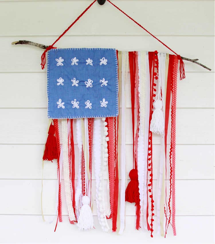 american flag made from ribbons