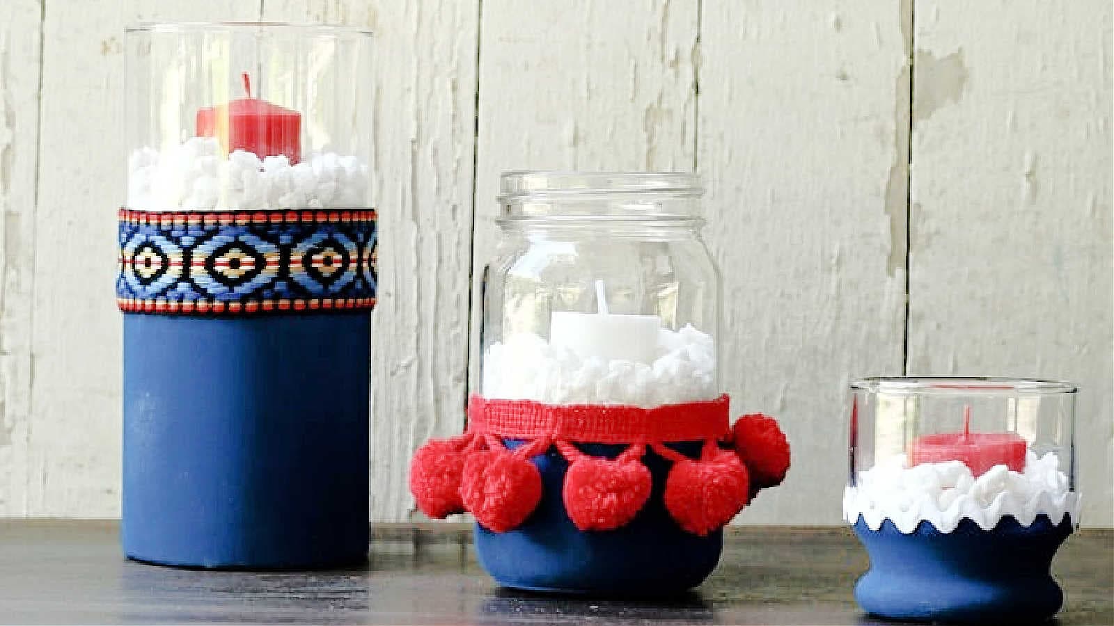 glass candleholders for july 4th decorations