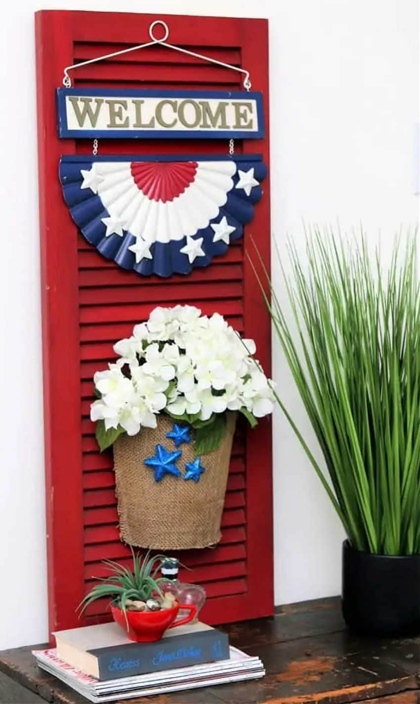 diy porch sign on a shutter