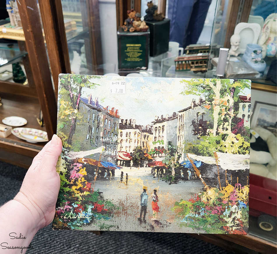 vintage painting of a flower market