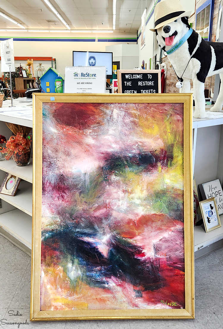 abstract painting at a thrift store