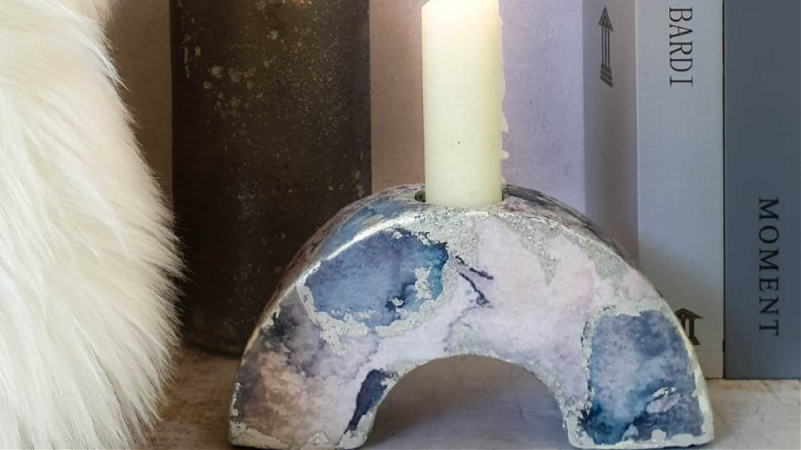 modern candleholder from concrete