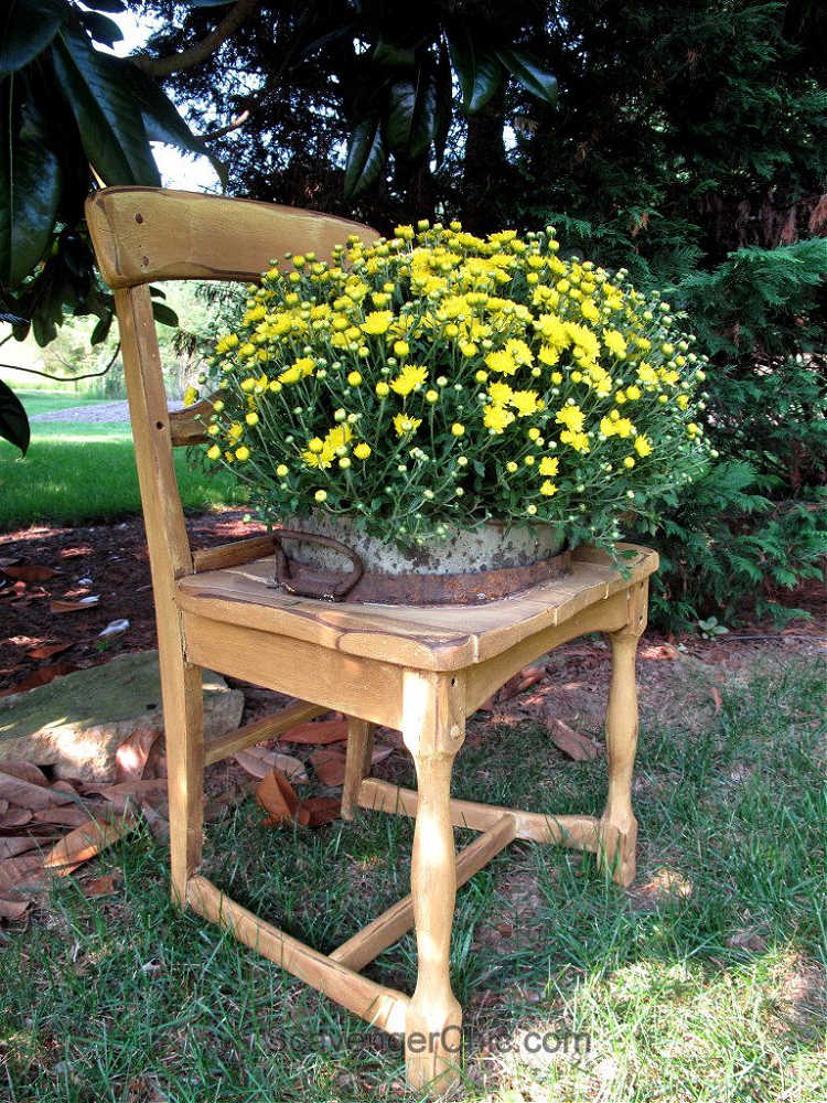 upcycle a chair into a planter
