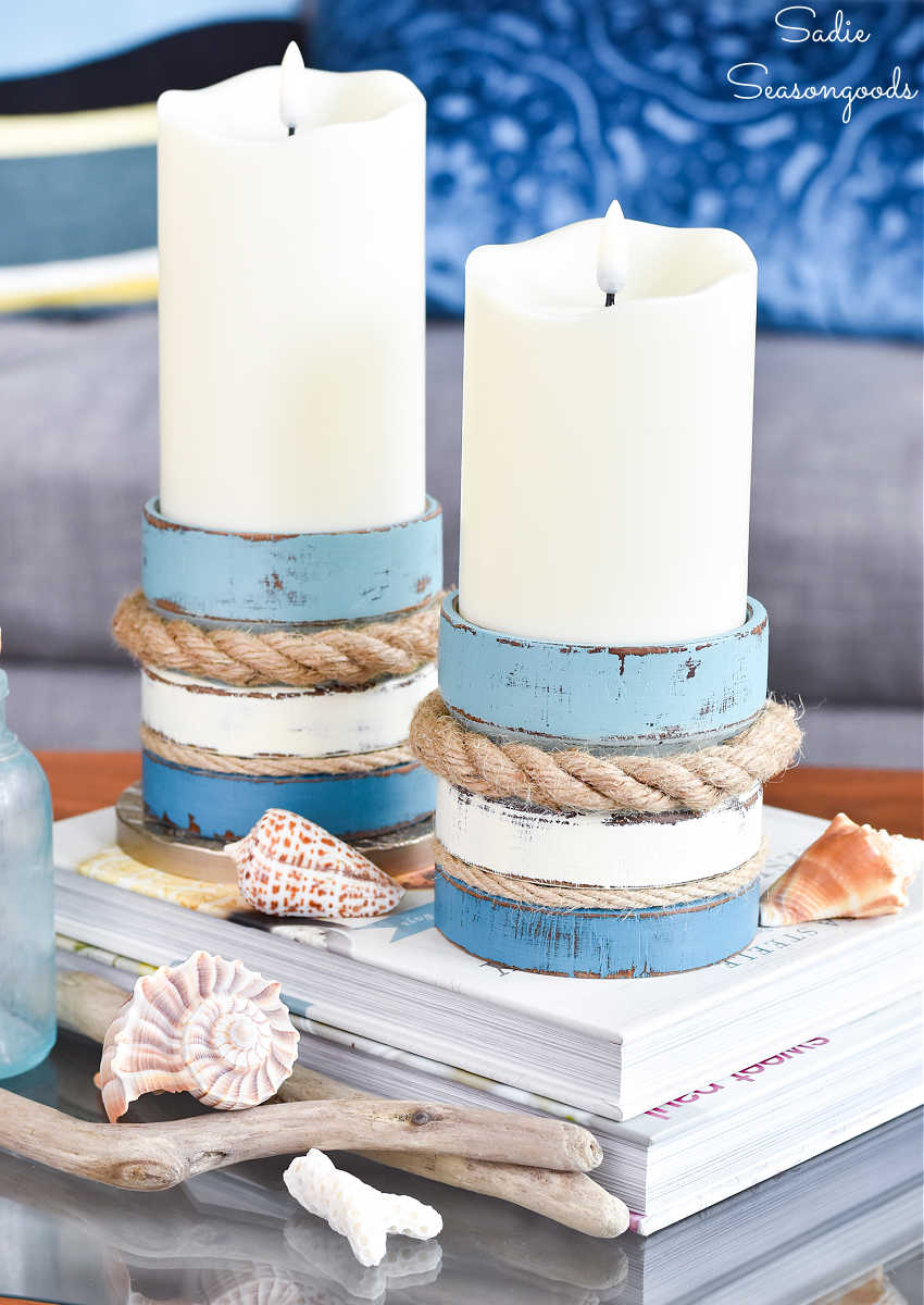 pillar candle holders for a beach house