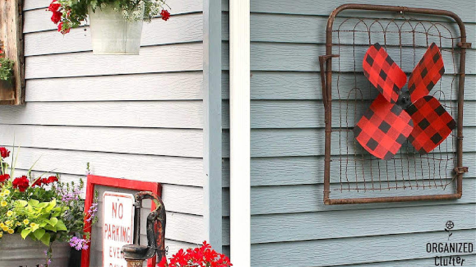 fan blade flower for yard decor