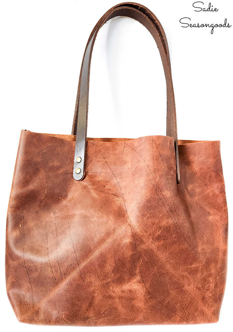 tote bag made with damaged leather