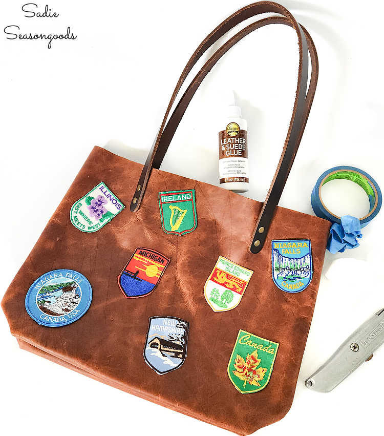 decorating a travel bag with patches