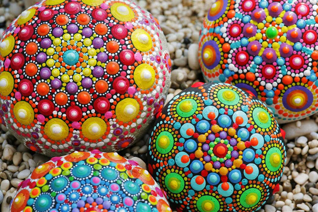 painting mandala stones for relaxation