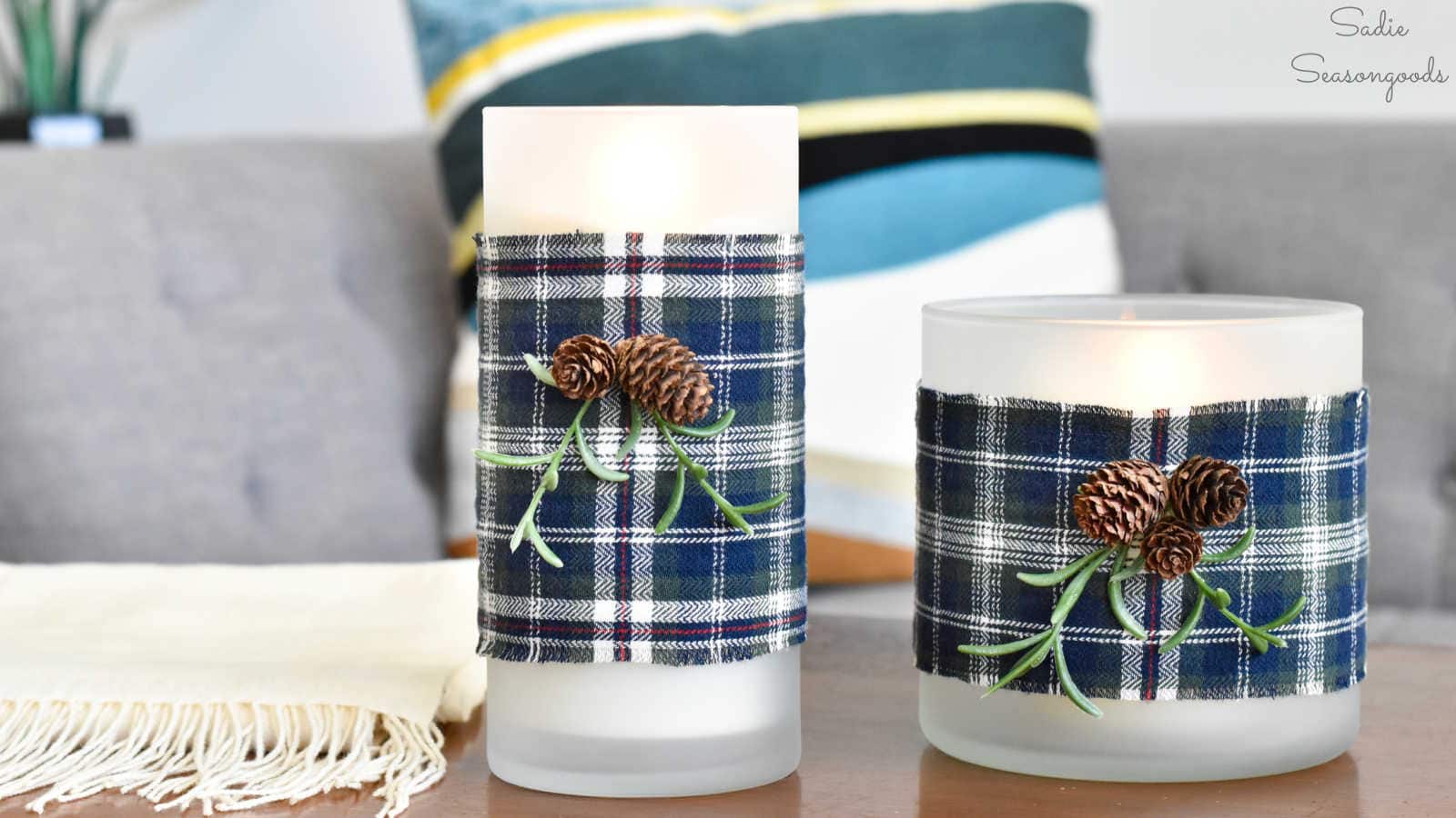 cozy candles in flannel