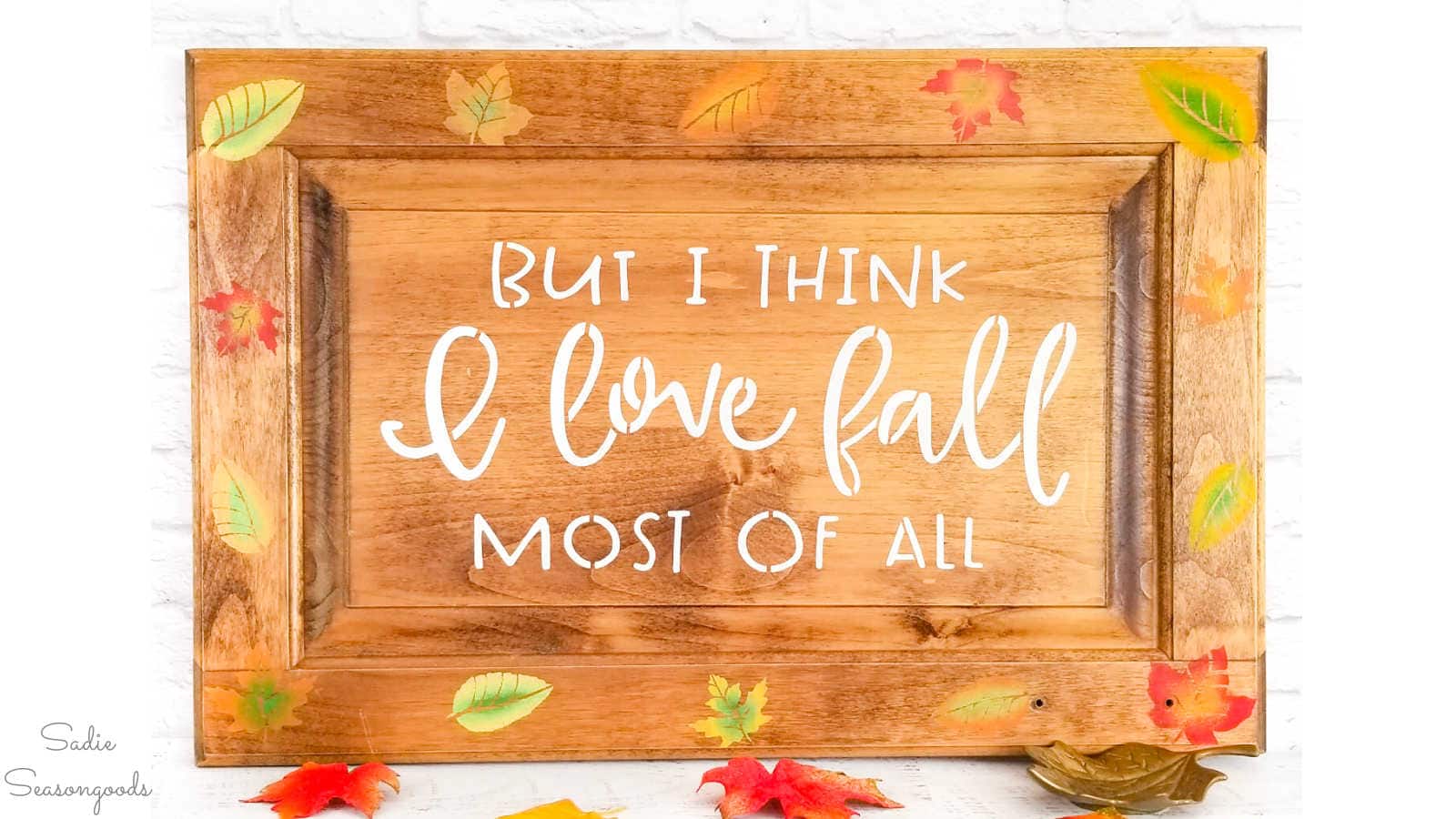 fall sign on a cabinet door