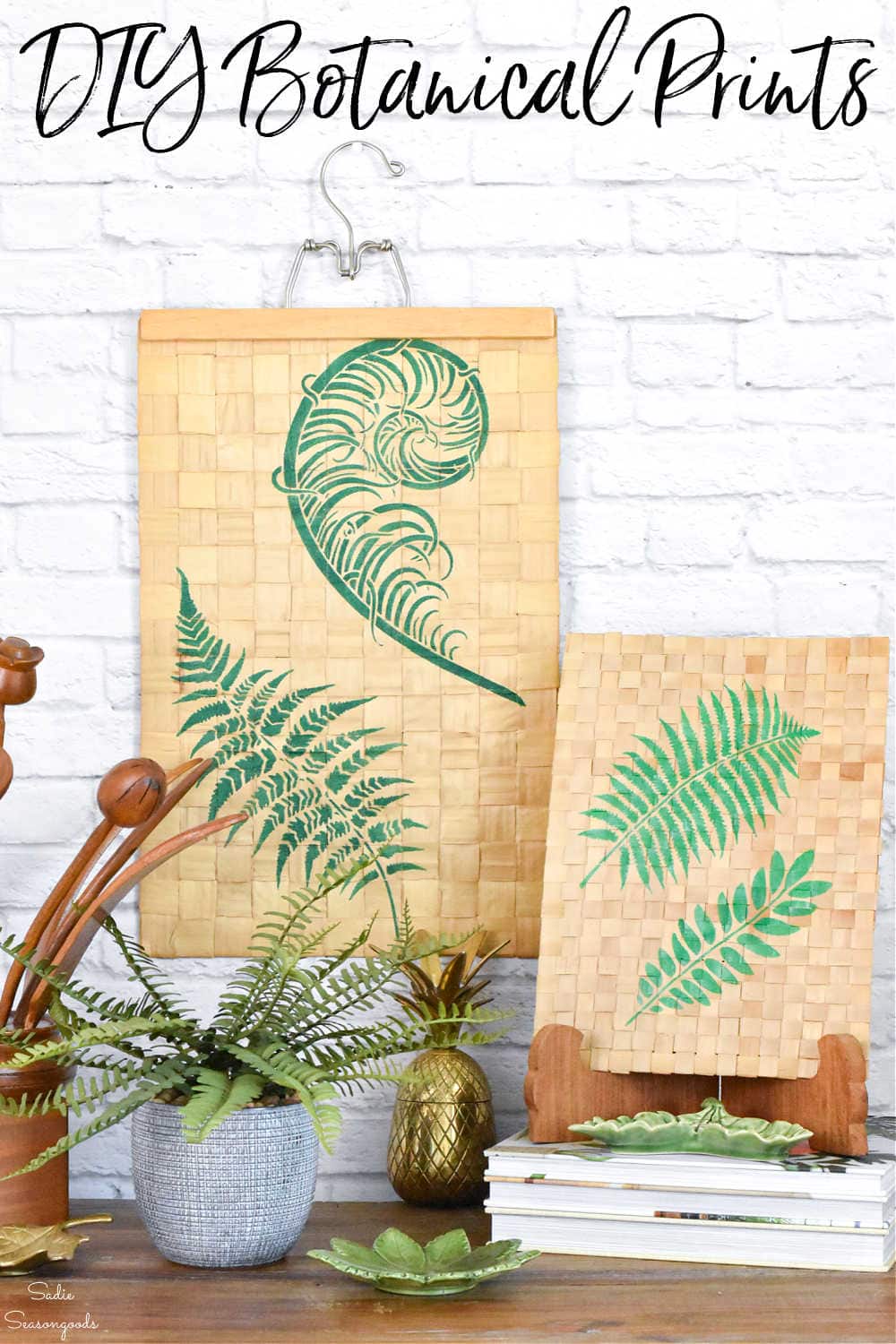 botanical prints in a boho home