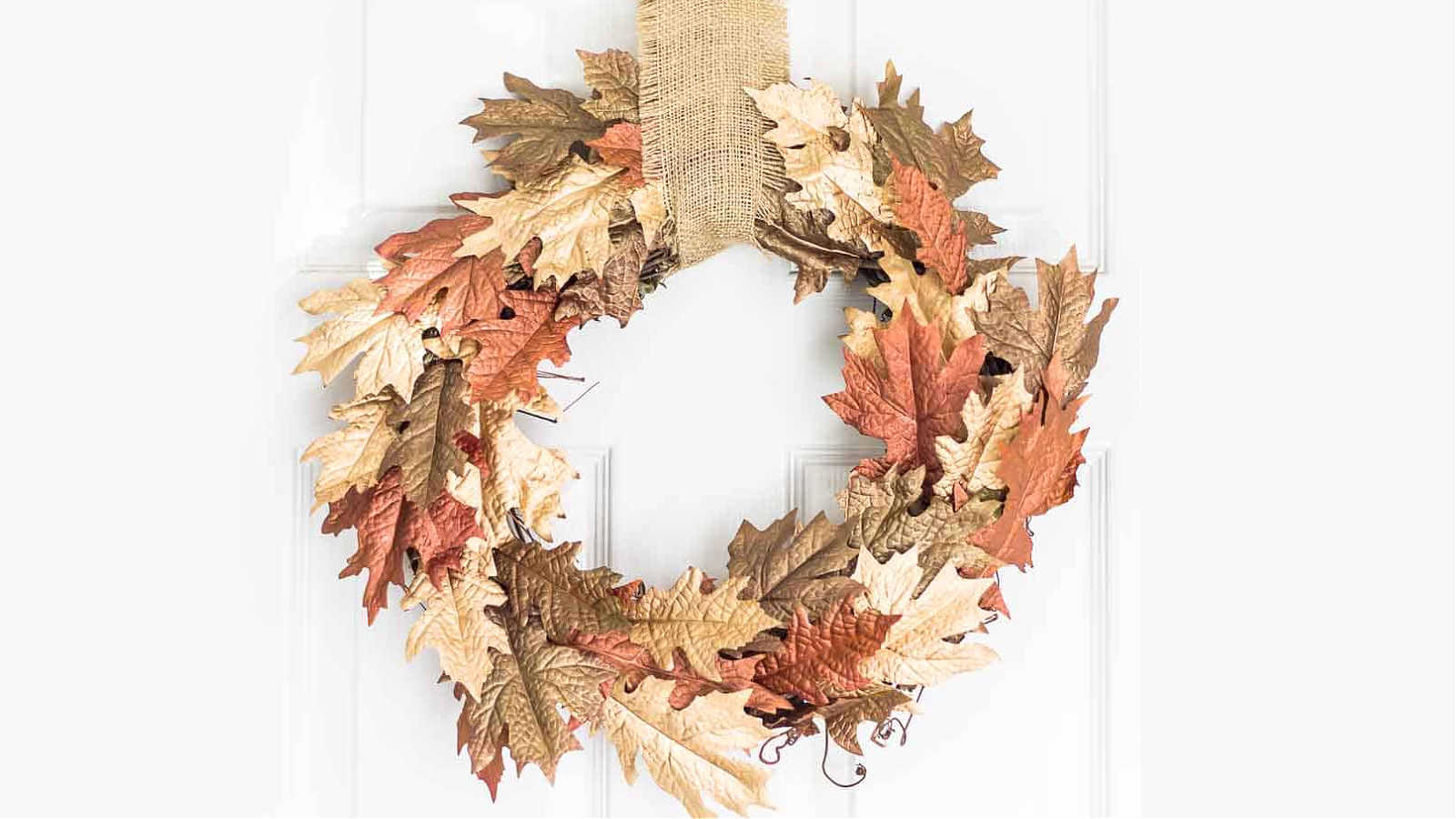 fall leaf wreath in metallics