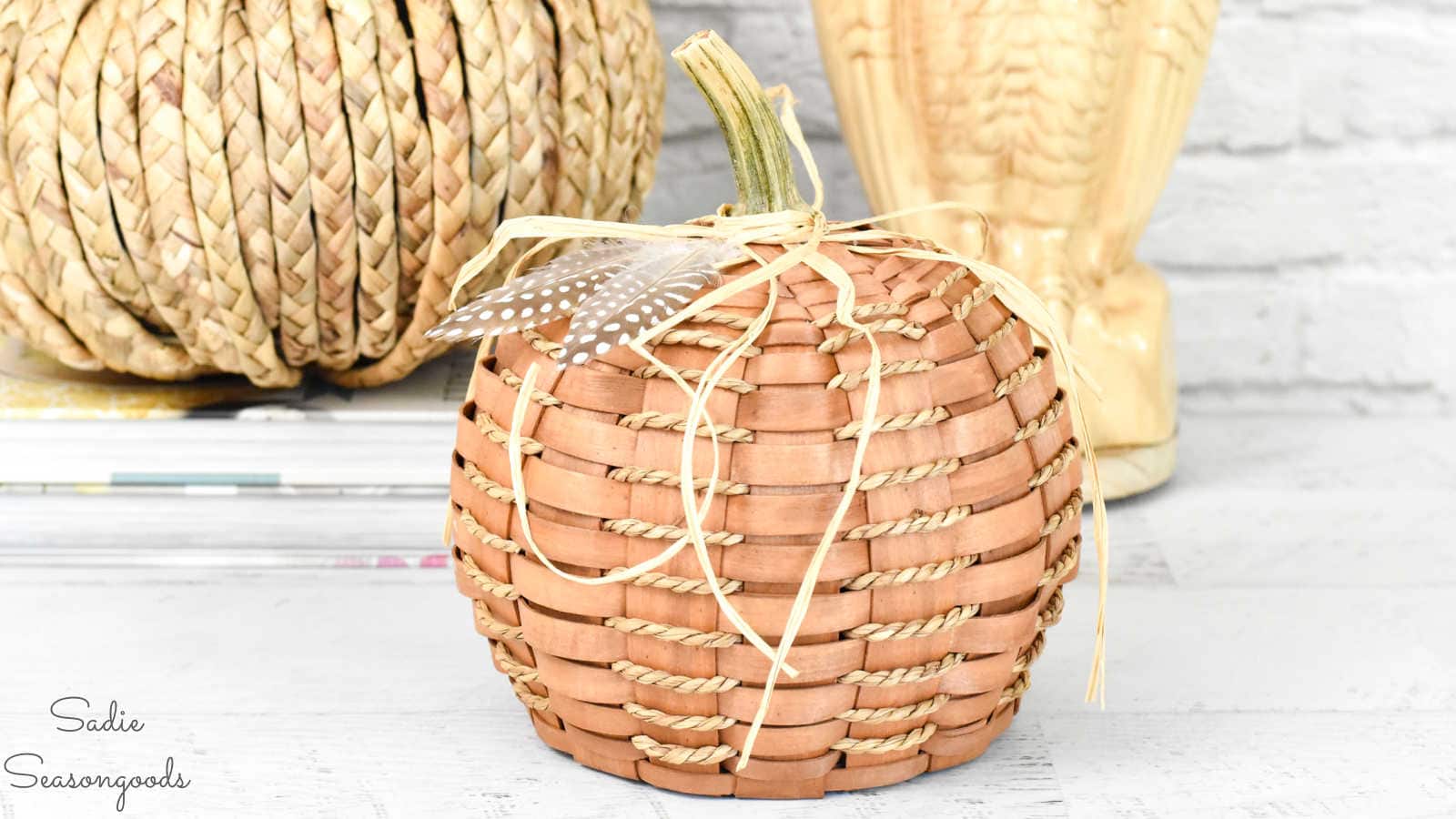 boho pumpkin from a basket