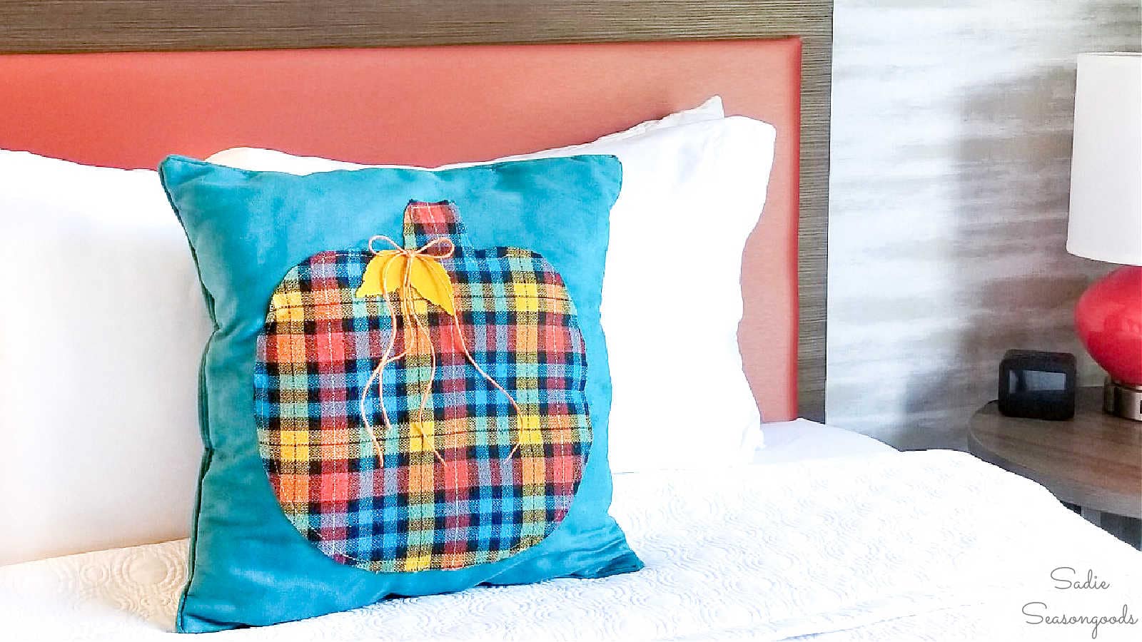 pumpkin throw pillow from a flannel shirt