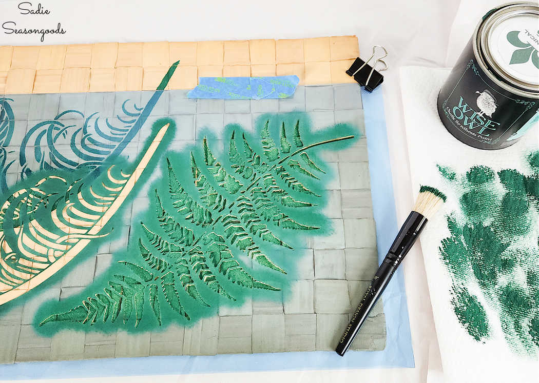 botanical prints on vintage placemats