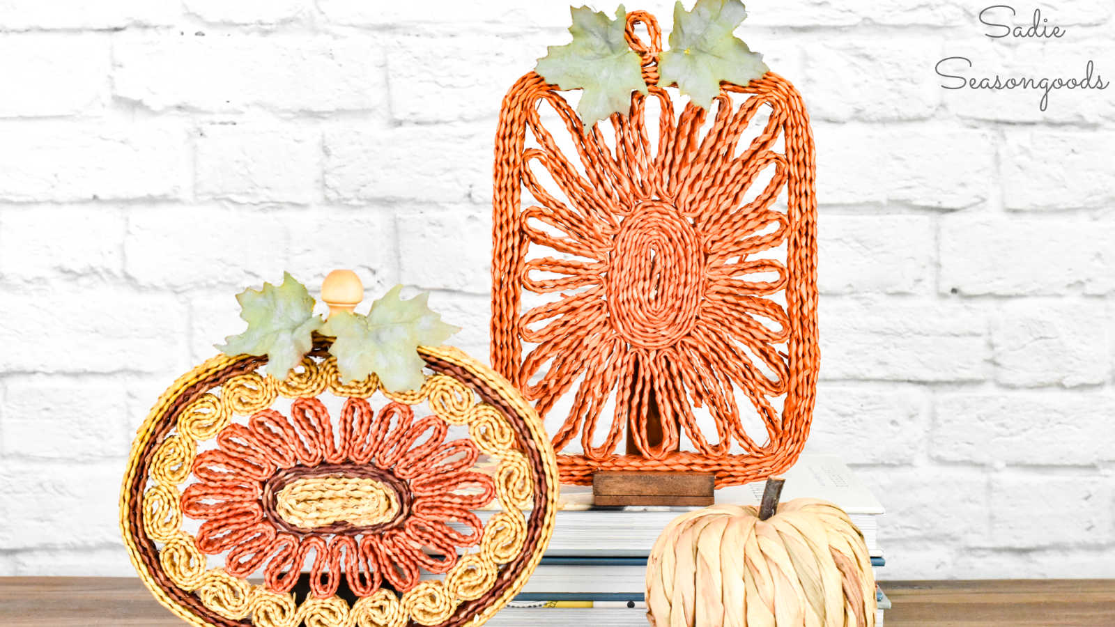 pumpkins made from straw trivets