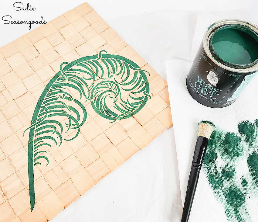 turning a vintage placemat into boho wall decor