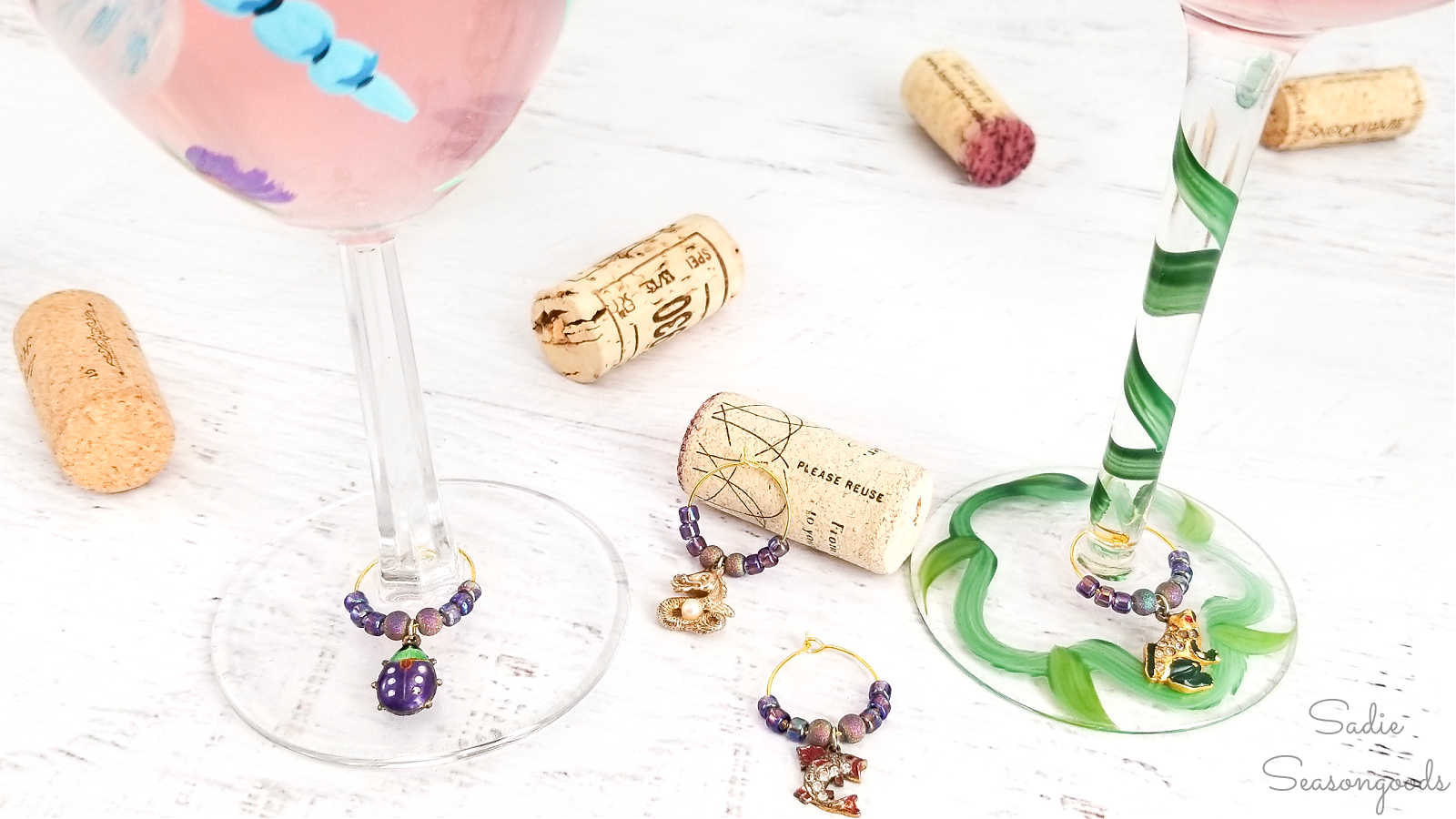 necklace charms as wine charms