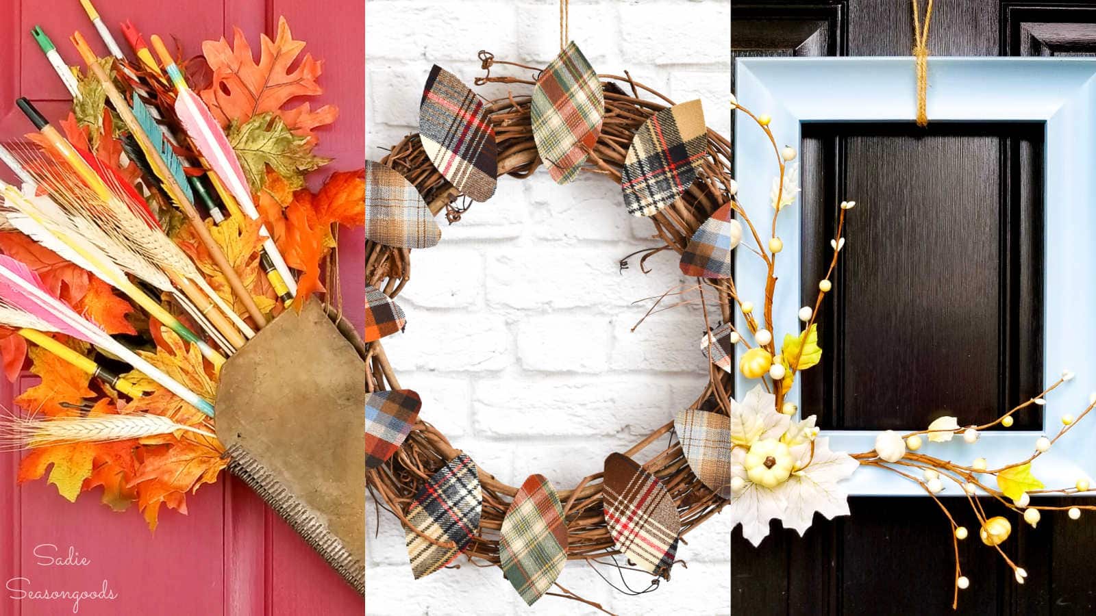 fall wreaths that are upcycled or repurposed