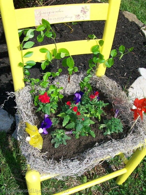 upcycled furniture as outdoor planters