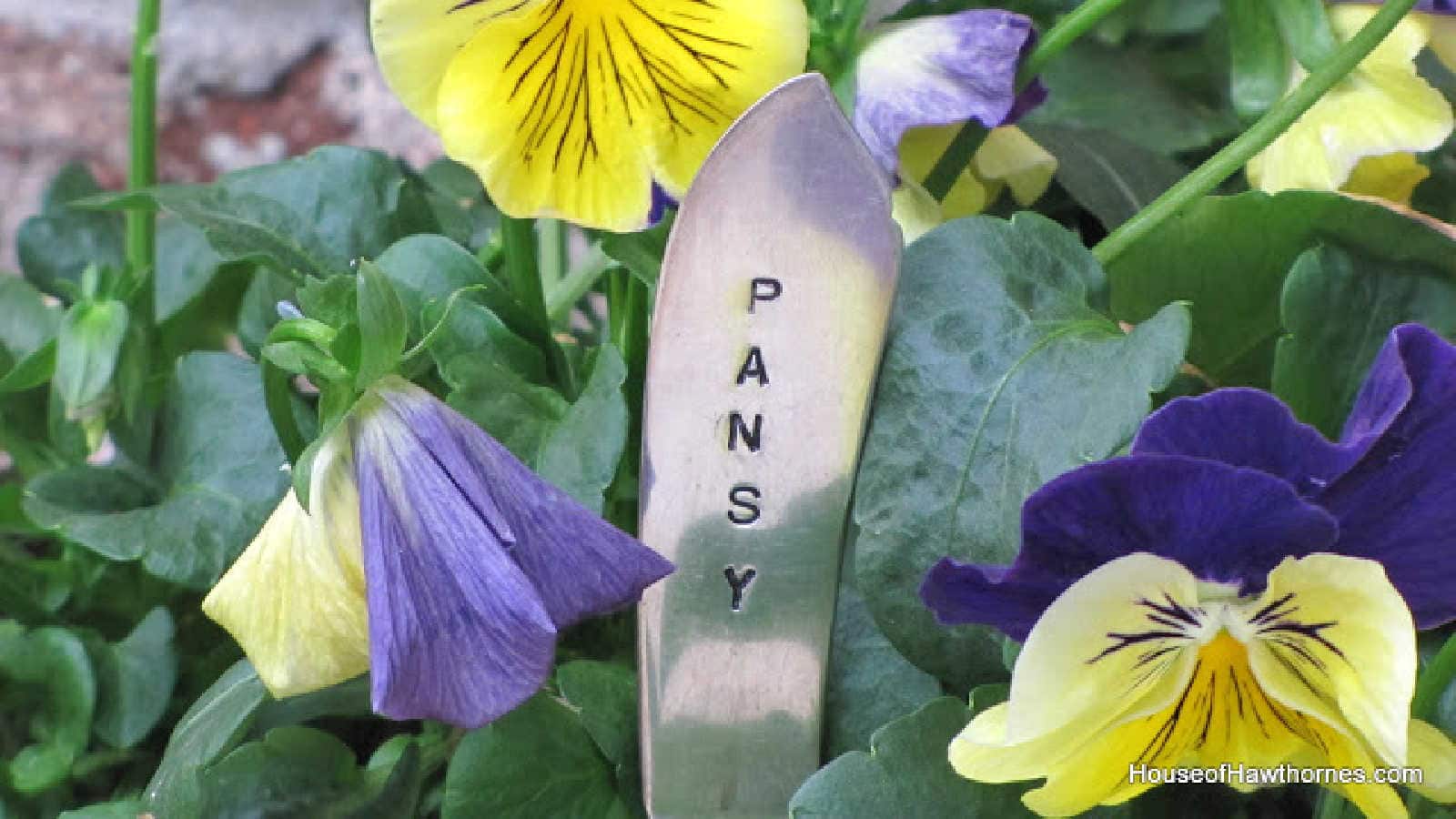 making plant markers on silver plate flatware
