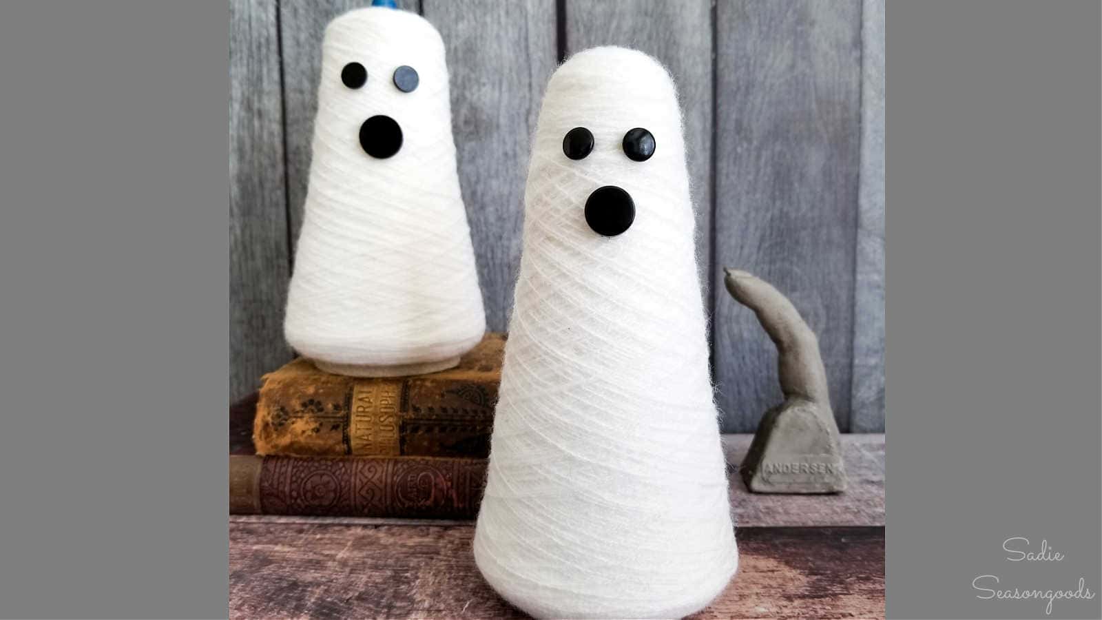 cone spools as ghost decorations