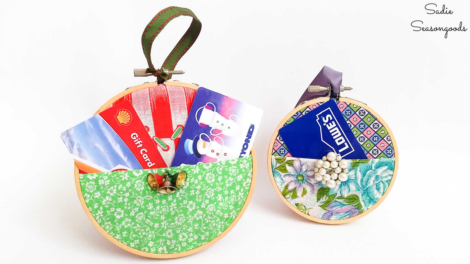 gift card holder from an embroidery hoop
