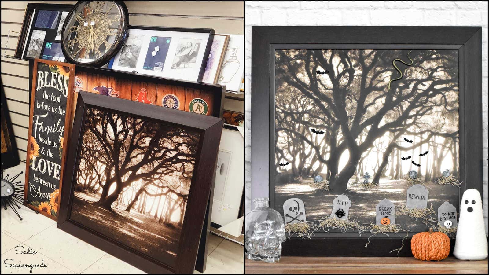 diy halloween art from the thrift store