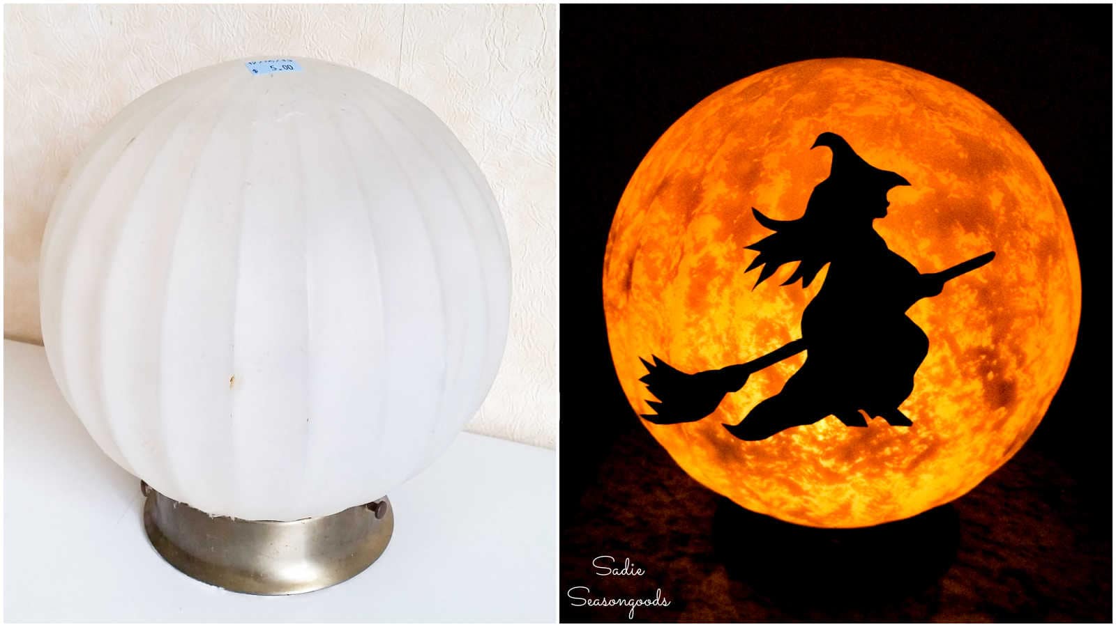 halloween moon and witch decor