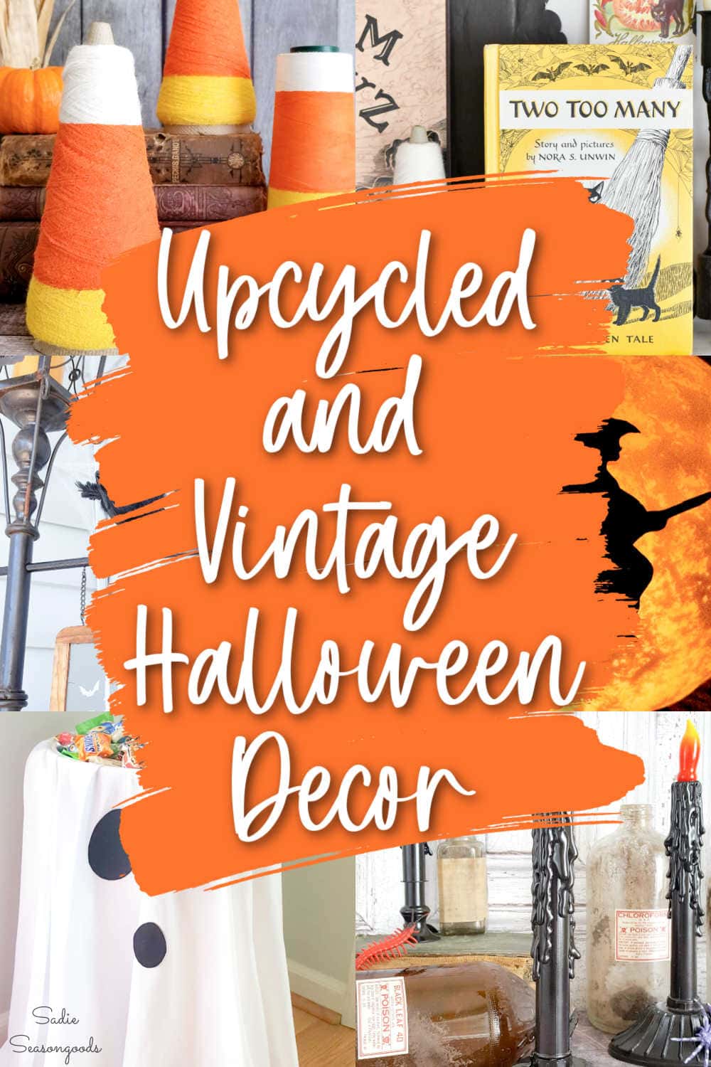 vintage style halloween decor that is upcycled