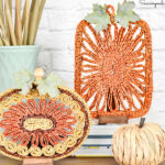 vintage trivets as pumpkins for fall decor