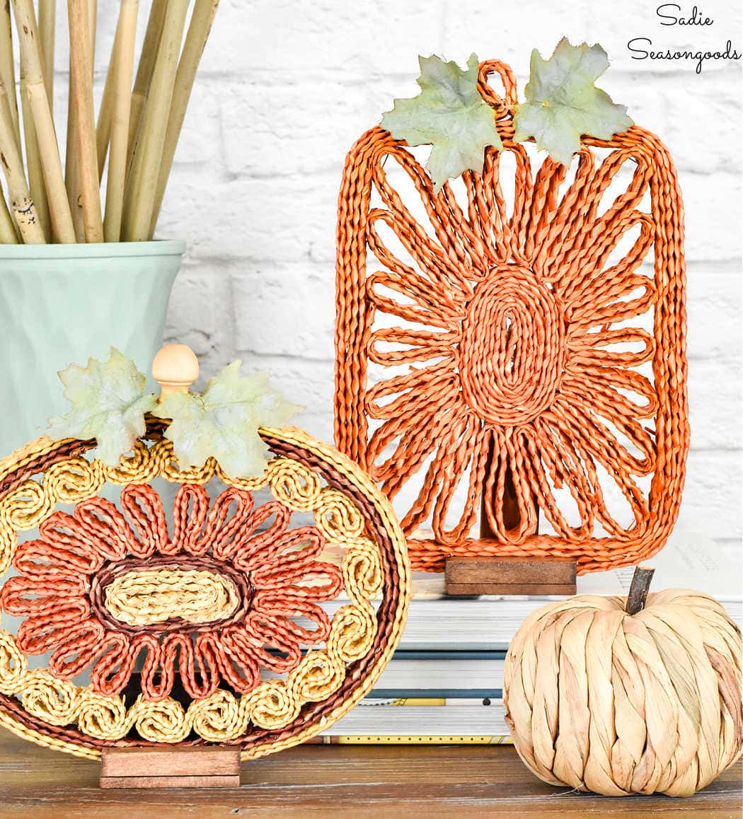 Pumpkin Decor from Straw Trivets