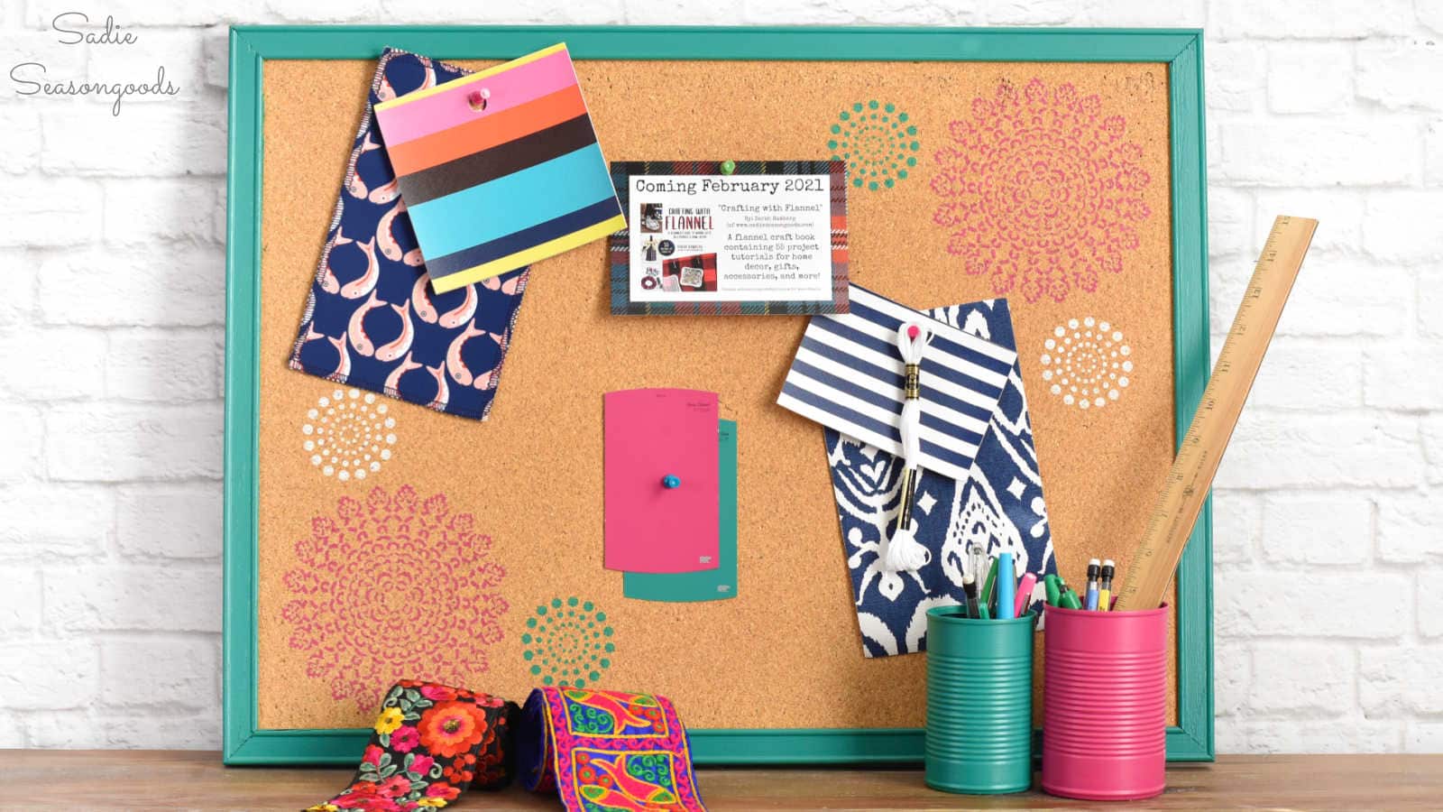 stenciling a corkboard