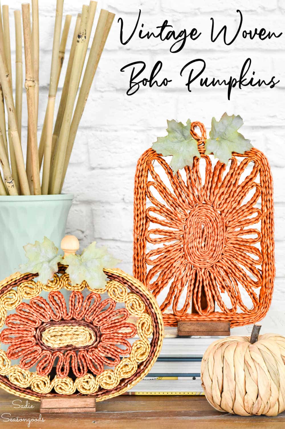 woven trivets as rattan pumpkins