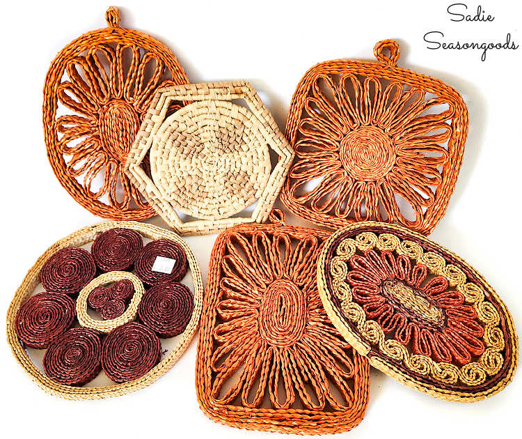 vintage straw trivets