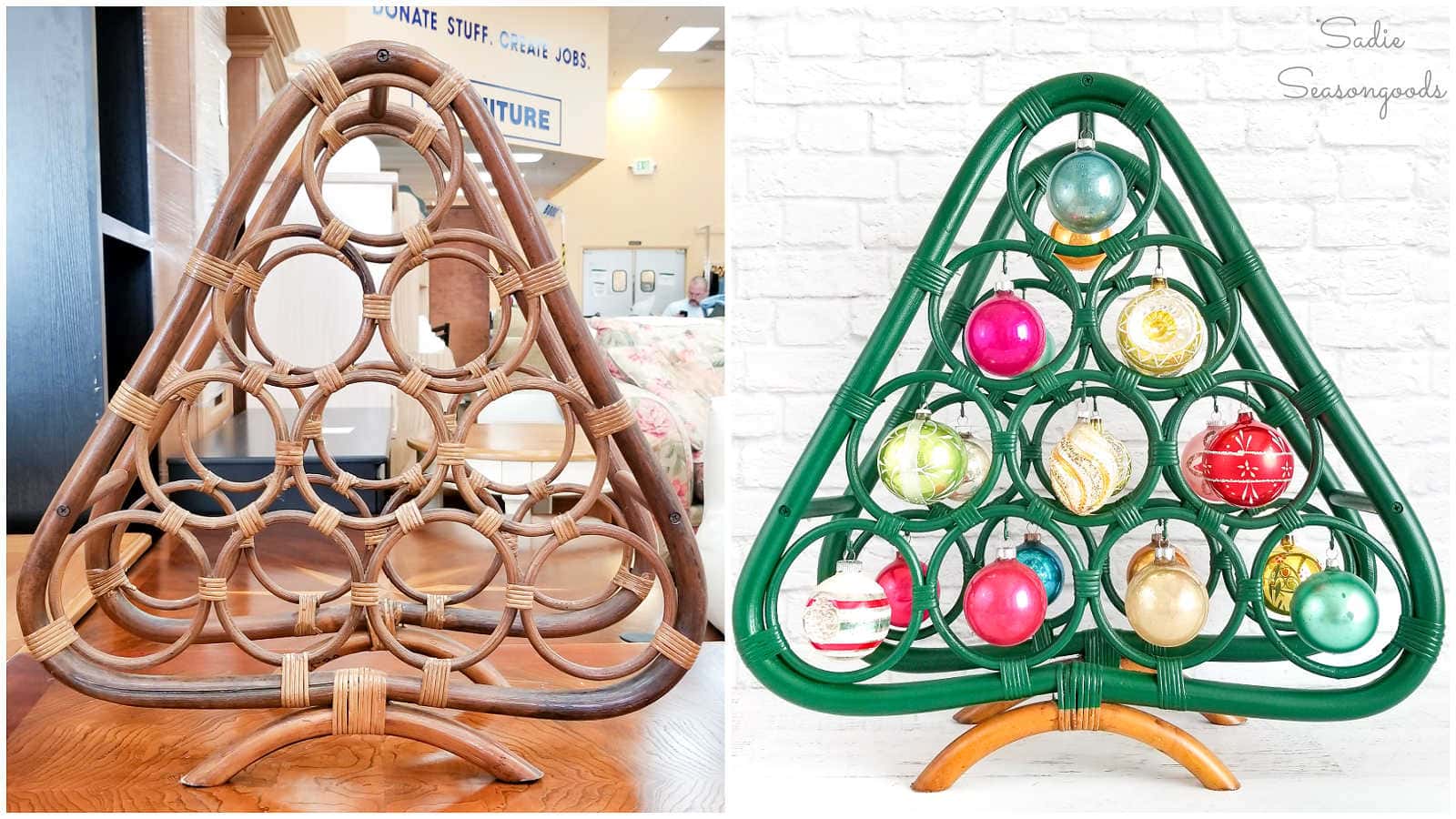 turning a wine rack into a christmas tree