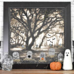 turning thrift store art into halloween art